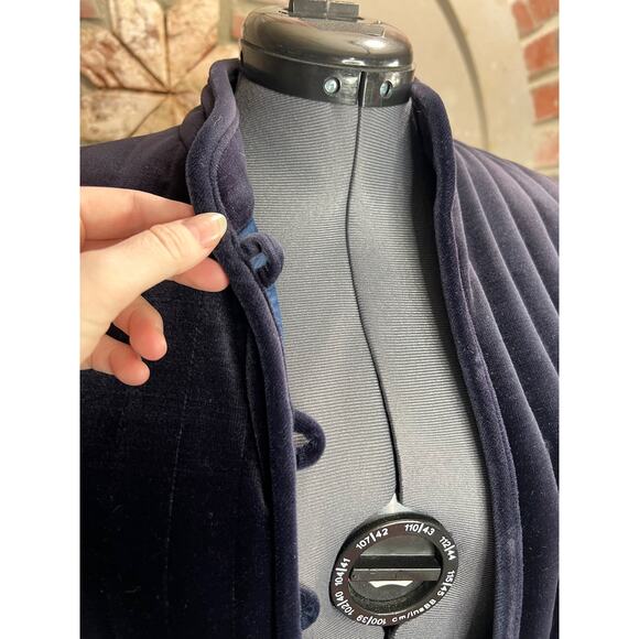 blazer Quilted velour elegant navy blue - Picture 7 of 13